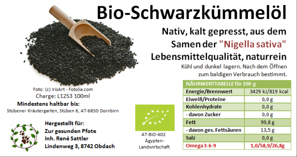 Bio Schwarzkümmelöl - abstoßend gegen Zecken