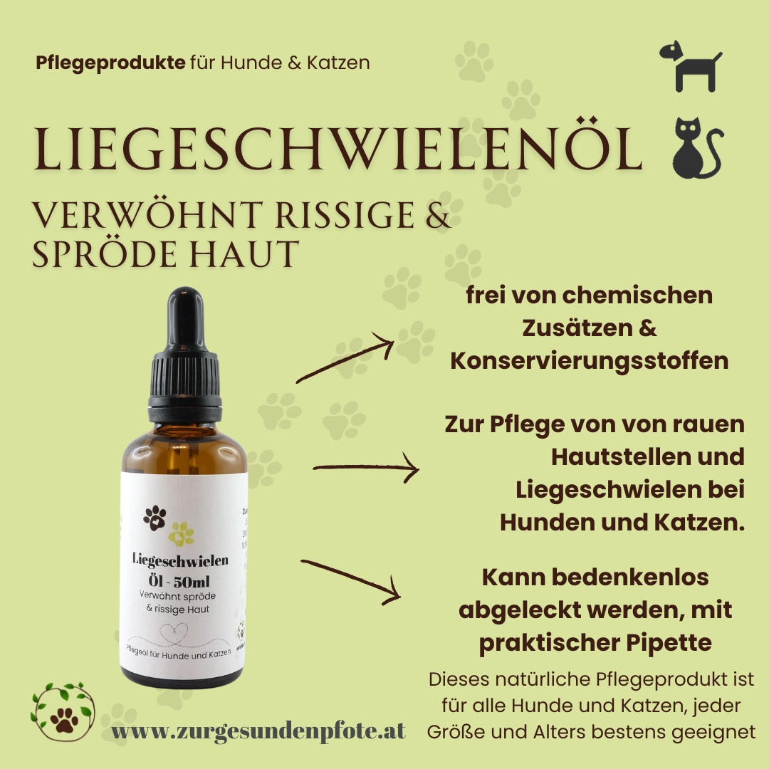 Liegeschwielen Öl - für Katzen Verwöhnt spröde & rissige Haut - 50ml